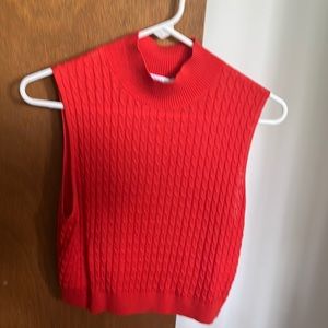 Red Sleeveless Cable Knit Tank Top